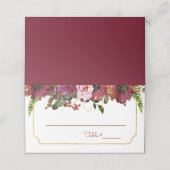 Elegant Burgundy Pink Floral Gold Geometric Plaatskaartje (Buitenkant ongevouwen)