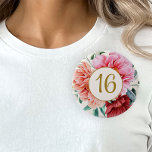 Elegant Burgundy Pink Floral Peonies Sweet 16 Ronde Button 4,0 Cm<br><div class="desc">Elegant Bourgogne,  roze,  en perzikerpels...  16-jarige verjaardagsknop. Gepersonaliseerd voor de leeftijd van de gast. Neem contact met mij op voor hulp bij uw aanpassingen of om extra aanpassing of coördinatie van Zazzle-producten voor uw gebeurtenis aan te vragen.</div>