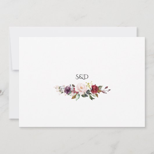 Elegant Burgundy Pink Flowers Gold Lijst Weddensch Save The Date (Achterkant)