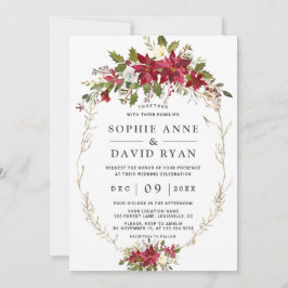 Elegant Burgundy Pink Flowers Gold Wedding Kaart