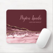 Elegant Burgundy Pink Marble Name Business Muismat (Met muis)