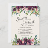 Elegant Burgundy Pink Waterverf Floral Kaart (Voorkant)