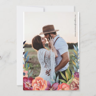 Elegant Burgundy & Plum Floral Photo Wedding V2 Kaart