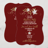 Elegant Burgundy Poinsettia Holiday Partij Kaart (Voorkant / Achterkant)