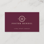 Elegant Burgundy Professional Monogram Visitekaartje (Voorkant)