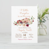 Elegant Burgundy Pumpkin Baby shower Uitnodiging (Staand voorkant)