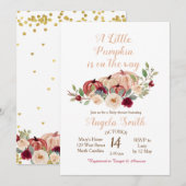 Elegant Burgundy Pumpkin Baby shower Uitnodiging (Voorkant / Achterkant)
