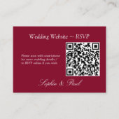 Elegant Burgundy QR Code Website RSVP Card Informatiekaartje (Voorkant)