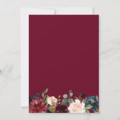 Elegant Burgundy Red Blush Blue Floral Wedding Save The Date (Achterkant)