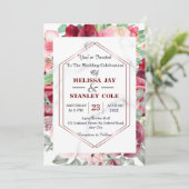 Elegant Burgundy Red Blush Pink Floral Weddenschap Kaart (Staand voorkant)