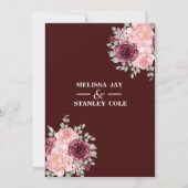 Elegant Burgundy Red Blush Pink Floral Weddenschap Kaart (Achterkant)