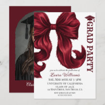 Elegant Burgundy Red Bow Graduation Photo