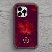 Elegant Burgundy Red en Gold Autumn Leaves Case-Mate iPhone Case