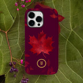 Elegant Burgundy Red en Gold Autumn Leaves Case-Mate iPhone Case