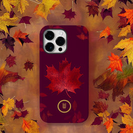 Elegant Burgundy Red en Gold Autumn Leaves Case-Mate iPhone 14 Pro Max Hoesje