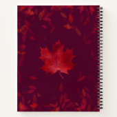 Elegant Burgundy Red en Gold Autumn Leaves Notitieboek (Achterkant)