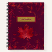 Elegant Burgundy Red en Gold Autumn Leaves Notitieboek (Voorkant)