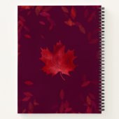 Elegant Burgundy Red en Gold Autumn Leaves Notitieboek (Achterkant)