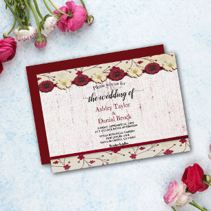 Elegant Burgundy Red Floral Lijst Summer Weduwen Kaart