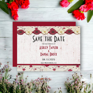 Elegant Burgundy Red Floral Lijst Summer Weduwen Save The Date