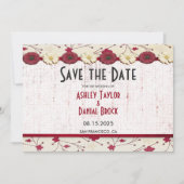Elegant Burgundy Red Floral Lijst Summer Weduwen Save The Date (Voorkant)