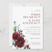 Elegant Burgundy Red Floral Marsala Maroon Wedding Kaart (Voorkant)