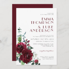 Elegant Burgundy Red Floral Marsala Maroon Wedding Kaart