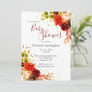 Elegant Burgundy Red Floral past Baby aan Kaart