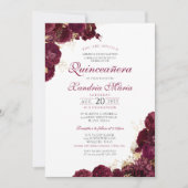 Elegant Burgundy Red Floral Quinceanera Kaart (Voorkant)