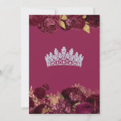 Elegant Burgundy Red Floral Quinceanera Kaart (Achterkant)