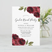 Elegant Burgundy Red Flowers Genderpartij Kaart (Staand voorkant)