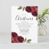 Elegant Burgundy Red Flowers kerstfeest Kaart (Staand voorkant)