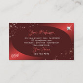 Elegant Burgundy Red Glitter Stars Jewels Initiale Visitekaartje (Achterkant)