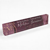 Elegant Burgundy Red Gold Agate Geode Monogram Naambordje