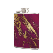 Elegant Burgundy Red Gold Faux Folie Marble Textur Heupfles (Links)