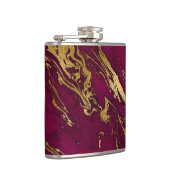 Elegant Burgundy Red Gold Faux Folie Marble Textur Heupfles (Rechts)