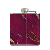 Elegant Burgundy Red Gold Faux Folie Marble Textur Heupfles (Achterkant)