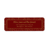 Elegant Burgundy Red Gold Return Label (Voorkant)