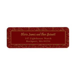 Elegant Burgundy Red Gold Return Label