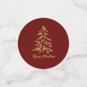 Elegant Burgundy Red Golden Tree kerst Confetti (Kleine voorkant)