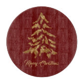 Elegant Burgundy Red Golden Tree kerst Snijplank (Voorkant)
