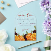 Elegant Burgundy Red  "MARIGOLD" Wedding Open Bar Acryl Uitnodigingen (Insitu (Huwelijk))