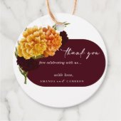 Elegant Burgundy Red "MARIGOLD" Wedding Thank You Bedankjes Labels (Voorkant)