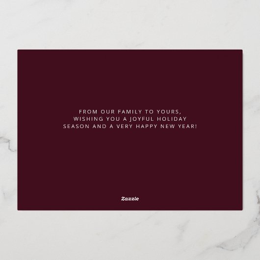 Elegant Burgundy Red Merry Kerstzilver Folie Feestdagenkaart (Achterkant)