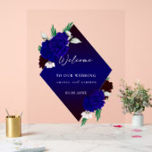 Elegant Burgundy Red Navy Blue "MARIGOLD" Wedding  Acryl Bord (Huwelijk)