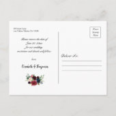 Elegant Burgundy Red Navy Floral redt de datum Briefkaart (Achterkant)