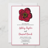 Elegant burgundy red roos romantic floral Wedding Kaart (Voorkant)