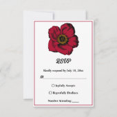 Elegant burgundy red roos romantic floral Wedding RSVP Kaartje (Voorkant)