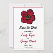 Elegant burgundy red roos romantic floral Wedding Save The Date (Voorkant)