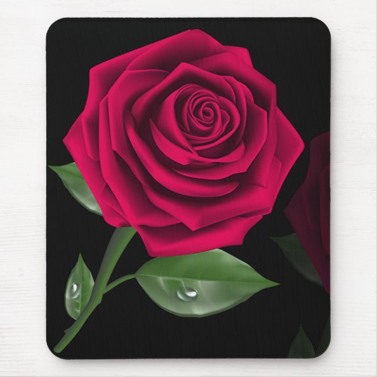 Elegant Burgundy Red Rose Flower Muismat (Voorkant)
